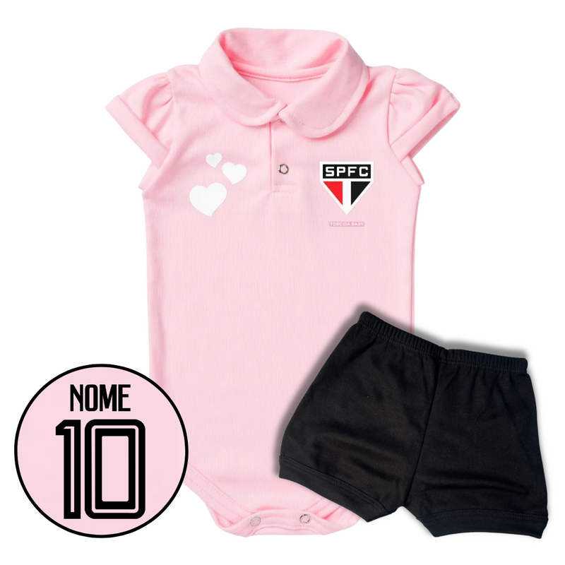 Kit Body Rosa Personalizado e Shorts/Calça do São Paulo