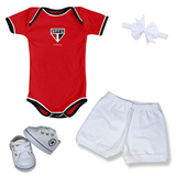 Kit Luxo Body Vermelho SPFC Com Tênis, Shorts/Calça e Laço