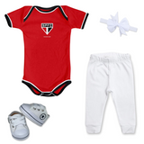 Kit Luxo Body Vermelho SPFC Com Tênis, Shorts/Calça e Laço