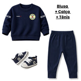 Blusa Moletom Infantil Bebê Gola Careca Marinho Tema Guarda Civil Municipal GCM Personalizado com Nome