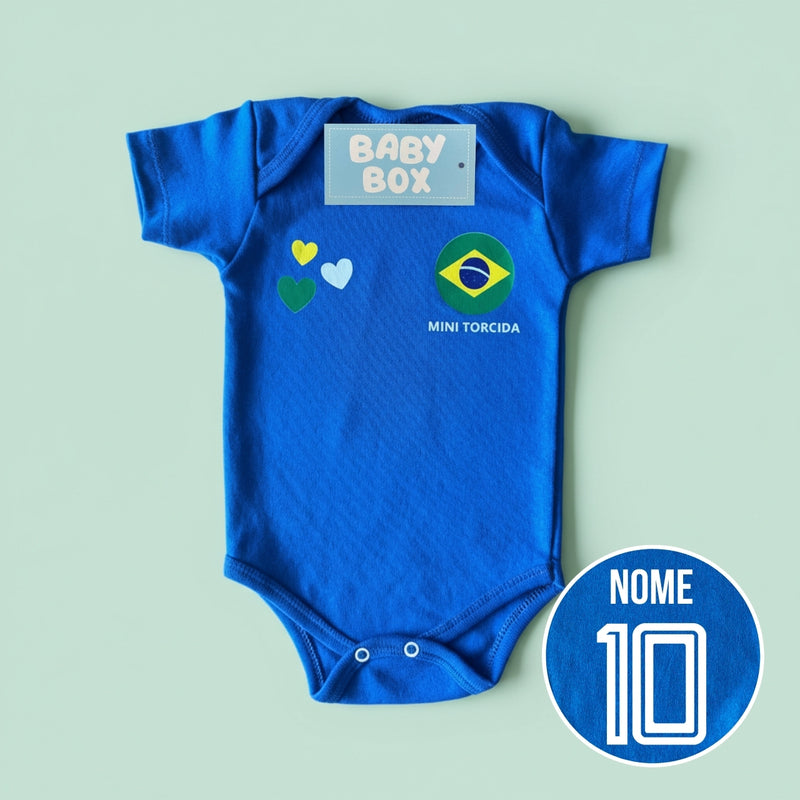Body Personalizado Com Nome e Número Brasil - Azul