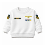 Blusa Moletom Infantil Bebê Gola Careca Branco Tema Marinha do Brasil Personalizado com Nome