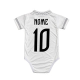 Body Bebê Oficial Proteção UV Premium Santos Branco e Cinza – Personalizado com Nome e Número
