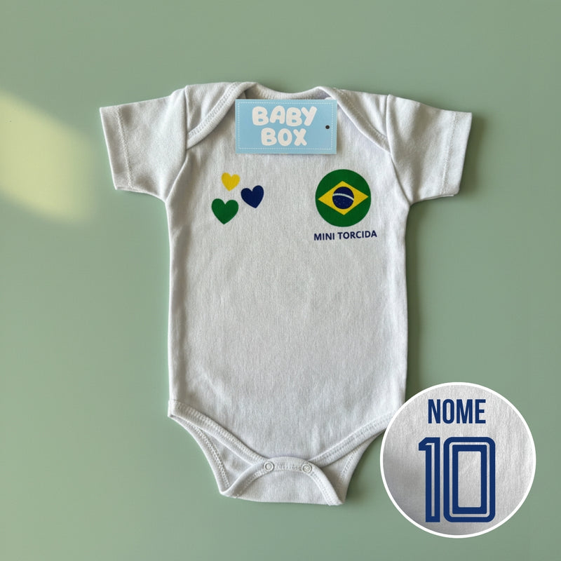 Body Personalizado Com Nome e Número Brasil - Branco
