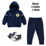 Blusa Moletom Infantil Bebê Com Capuz Marinho Tema Guarda Civil Municipal GCM Personalizado com Nome