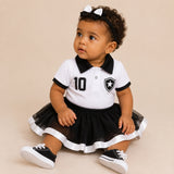 Kit Luxo Body Bebê Polo Botafogo Menina – Saia, Tênis e Laço