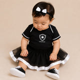 Kit Luxo Body Bebê Preto Botafogo Menina – Saia, Tênis e Laço