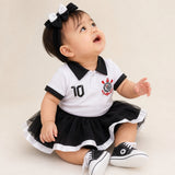 Kit Luxo Body Bebê Polo Corinthians Menina – Saia, Tênis e Laço