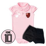 Kit Body Rosa Personalizado e Shorts/Calça do Flamengo