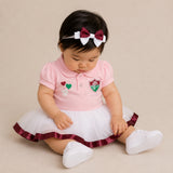 Kit Luxo Body Bebê Rosa Fluminense Menina – Saia, Tênis e Laço