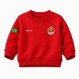 Blusa Moletom Infantil Bebê Gola Careca Vermelho Tema Corpo de Bombeiros Personalizado com Nome