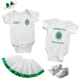 Body Bebê Branco do Exército Brasileiro Personalizado com Nome