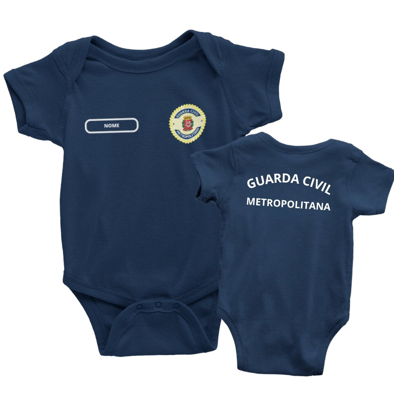 Body Bebê Azul Marinho da Guarda Civil Personalizado com Nome e Brasão