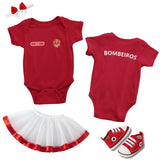 Body Bebê Vermelho do Corpo de Bombeiros Personalizado com Nome