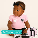 Kit Luxo Body Rosa Botafogo Com Tênis, Shorts/Calça e Laço