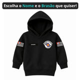 Blusa Moletom Infantil Bebê Com Capuz Preto Tema Polícia Militar PM Personalizado com Nome