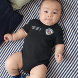 Body Bebê Preto da PM Polícia Militar Personalizado com Nome e Brasão do Estado