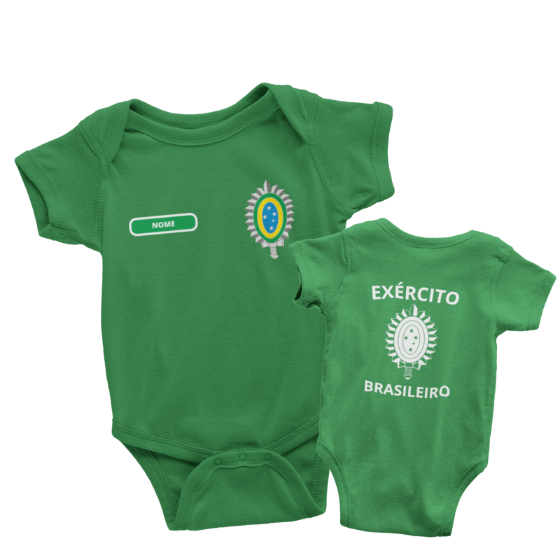 Body Bebê Verde do Exército Brasileiro Personalizado com Nome