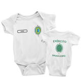 Body Bebê Branco do Exército Brasileiro Personalizado com Nome