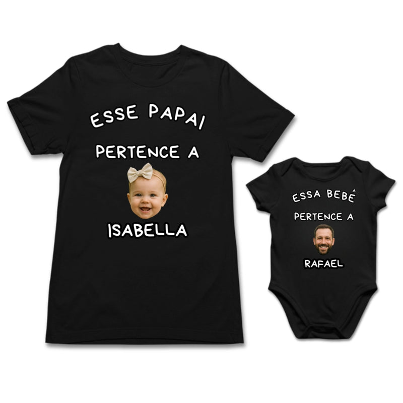 Kit Camiseta e Body Esse Papai Pertence a...