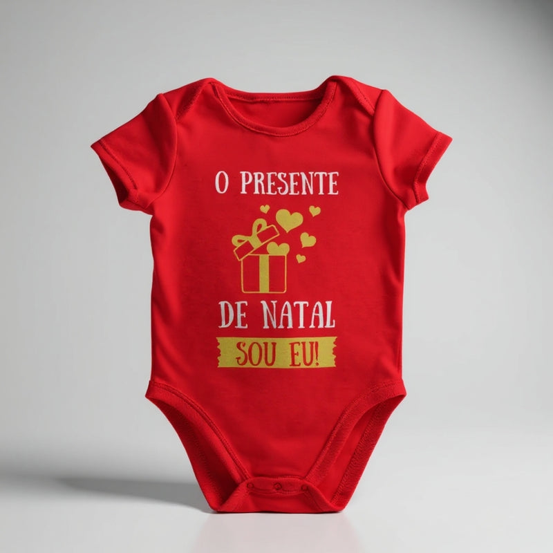 Body Vermelho o Presente de Natal Sou Eu - Dourado