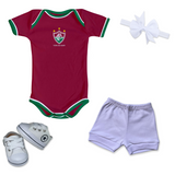 Kit Luxo Body Vermelho Fluminense Com Shorts, Calça e Laço