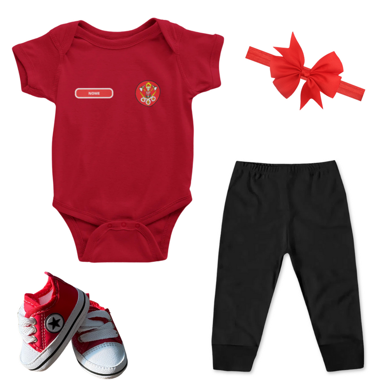 Kit Luxo Bombeiros com Body, Tênis, Calça e Laço (opcional)