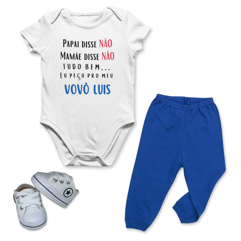 Conjunto Peço Para Meu Vovô com Body, Tênis e Calça