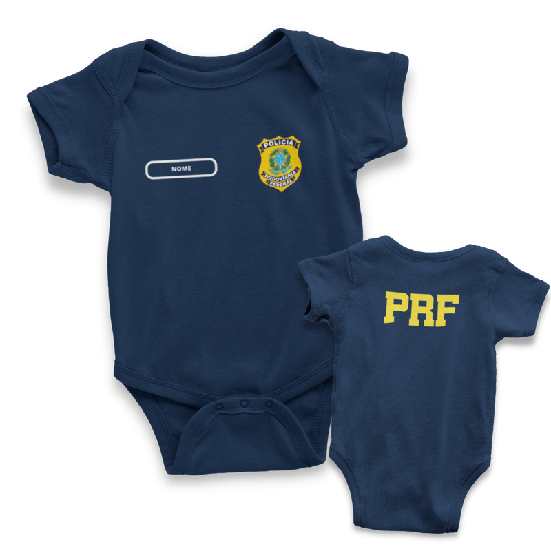 Body Bebê Azul Marinho da PRF Polícia Rodoviária Federal Personalizado com Nome