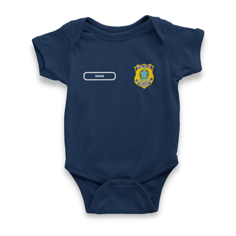 Body Bebê Azul Marinho da PRF Polícia Rodoviária Federal Personalizado com Nome