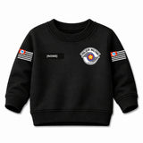 Blusa Moletom Infantil Bebê Gola Careca Preto Tema Polícia Militar PM Personalizado com Nome