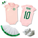 Body Bebê Rosa Palmeiras – Personalizado com Nome e Número