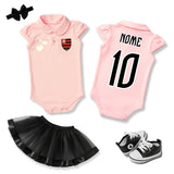 Body Bebê Rosa Flamengo – Personalizado com Nome e Número