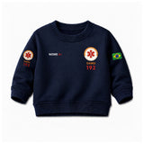 Blusa Moletom Infantil Bebê Gola Careca Marinho Tema SAMU 192 Personalizado com Nome