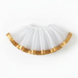 Saia de Tule Branca e Dourada