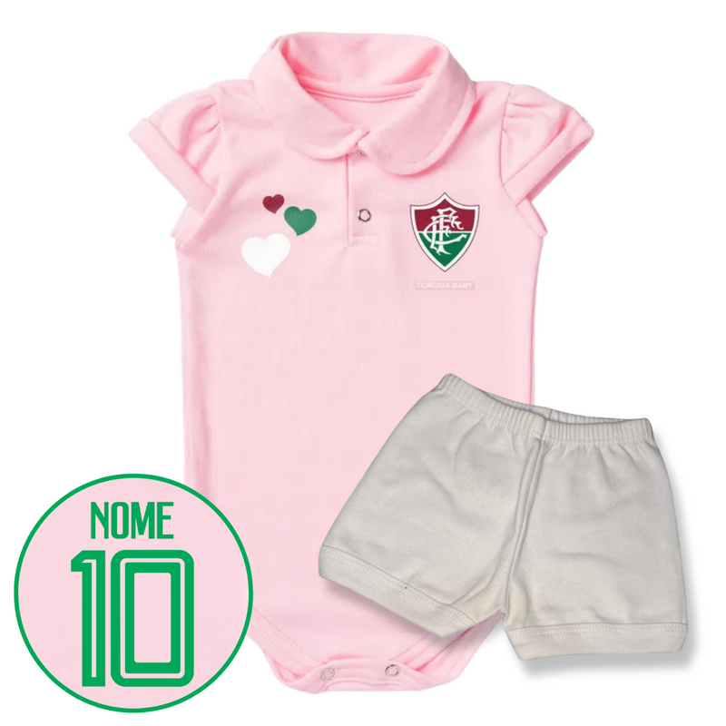 Kit Body Rosa Personalizado e Shorts/Calça do Fluminense