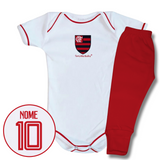 Kit Body Branco Personalizado e Shorts/Calça do Flamengo