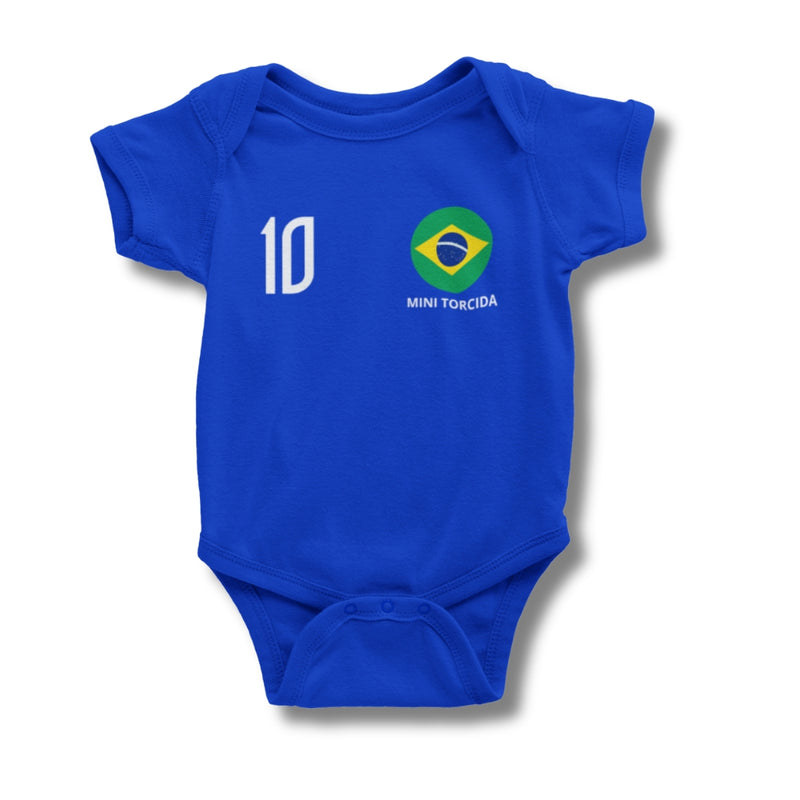 Body Personalizado Com Nome e Número Brasil - Azul