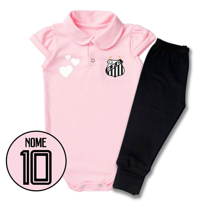 Kit Body Rosa Personalizado e Shorts/Calça do Santos