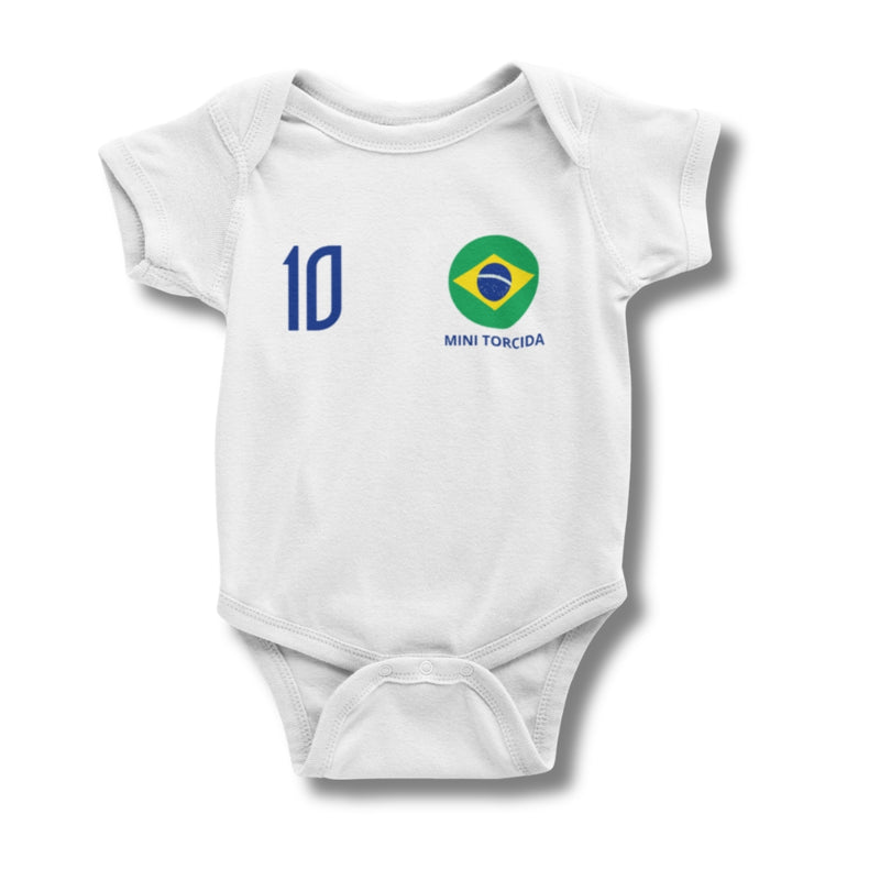 Body Personalizado Com Nome e Número Brasil - Branco