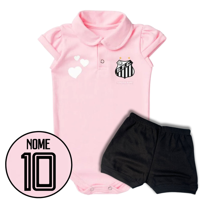 Kit Body Rosa Personalizado e Shorts/Calça do Santos