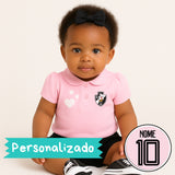 Kit Luxo Body Rosa Vasco Com Tênis, Shorts/Calça e Laço