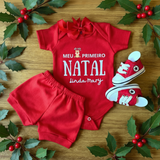 Kit Luxo Unissex Meu Primeiro Natal Personalizado com Nome