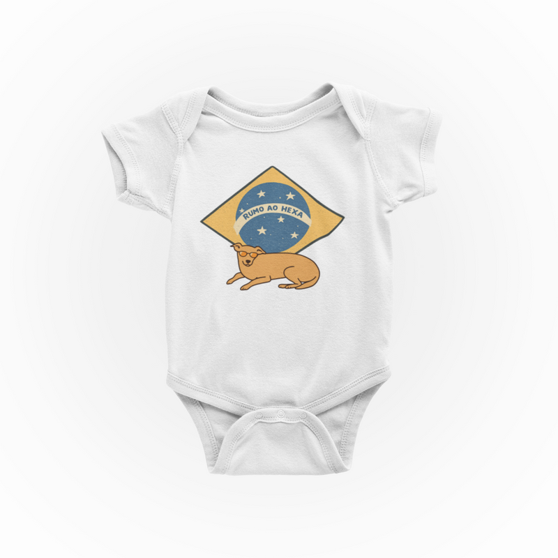 Body Rumo ao Hexa Cachorro Caramelo - Branco