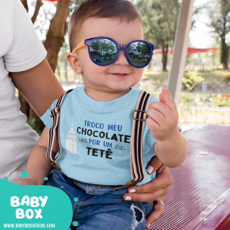 Body Azul Troco Meu Chocolate Por Um Tetê