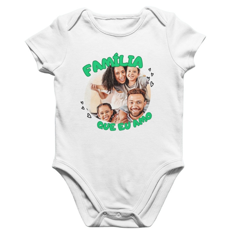 Body Bebê Com Foto Família que Eu Amo